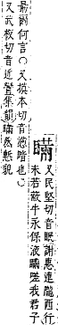 字彙補 目部．午集．頁143．下左