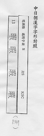 中日朝漢字字形對照 