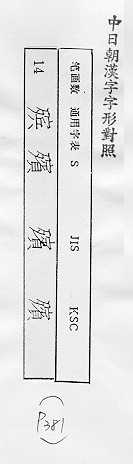 中日朝漢字字形對照 