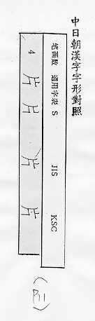 中日朝漢字字形對照 