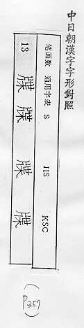 中日朝漢字字形對照 