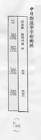 中日朝漢字字形對照 