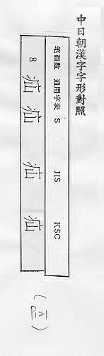 中日朝漢字字形對照 