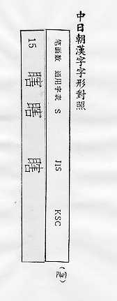 中日朝漢字字形對照 