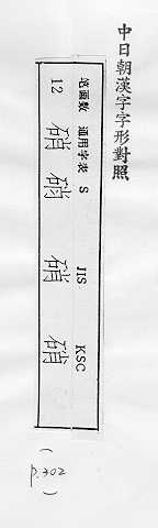 中日朝漢字字形對照 