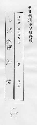 中日朝漢字字形對照 