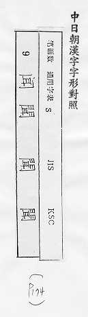 中日朝漢字字形對照 