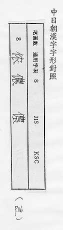 中日朝漢字字形對照 