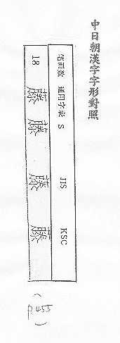 中日朝漢字字形對照 