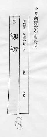 中日朝漢字字形對照 