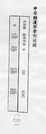 中日朝漢字字形對照 