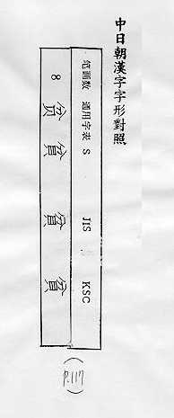 中日朝漢字字形對照 