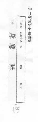 中日朝漢字字形對照 