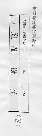 中日朝漢字字形對照 