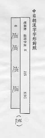 中日朝漢字字形對照 