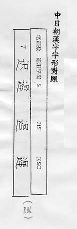 中日朝漢字字形對照 