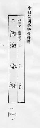 中日朝漢字字形對照 