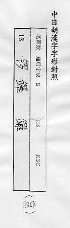 中日朝漢字字形對照 