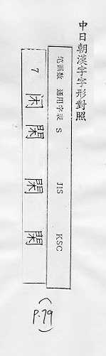 中日朝漢字字形對照 