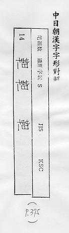 中日朝漢字字形對照 