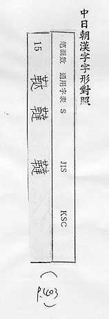 中日朝漢字字形對照 