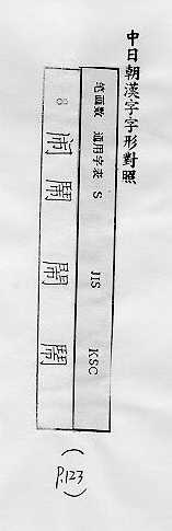 中日朝漢字字形對照 