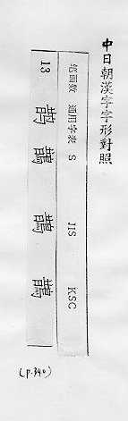 中日朝漢字字形對照 