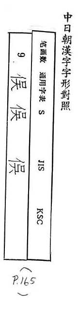 中日朝漢字字形對照 