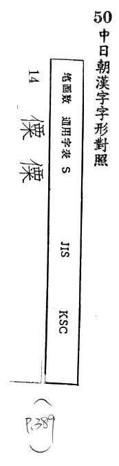 中日朝漢字字形對照 