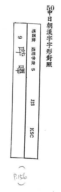 中日朝漢字字形對照 