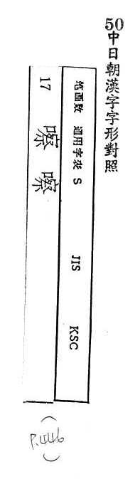 中日朝漢字字形對照 