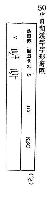 中日朝漢字字形對照 