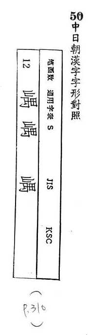 中日朝漢字字形對照 