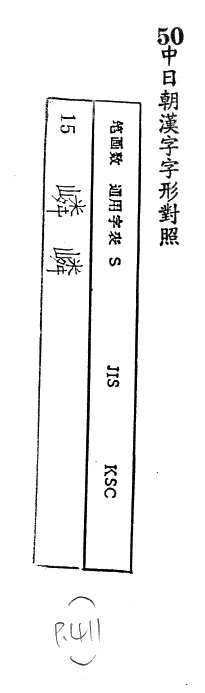 中日朝漢字字形對照 