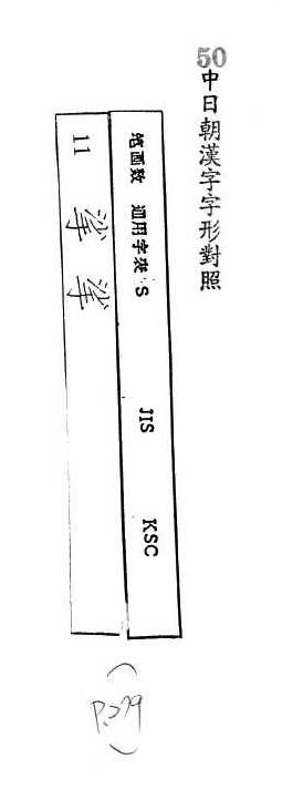 中日朝漢字字形對照 