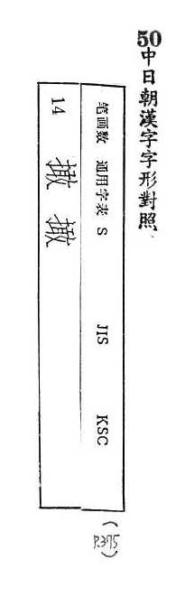 中日朝漢字字形對照 