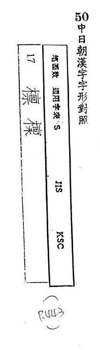 中日朝漢字字形對照 