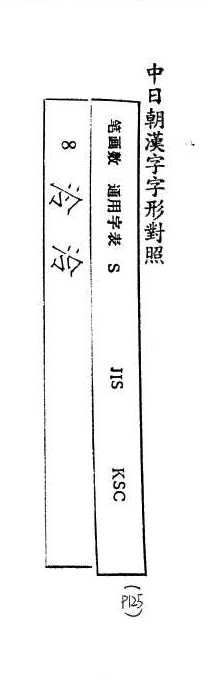 中日朝漢字字形對照 