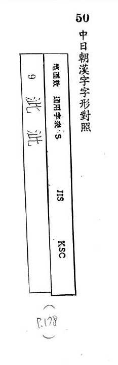 中日朝漢字字形對照 