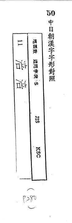 中日朝漢字字形對照 