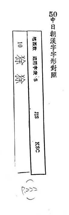 中日朝漢字字形對照 