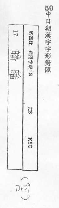 中日朝漢字字形對照 