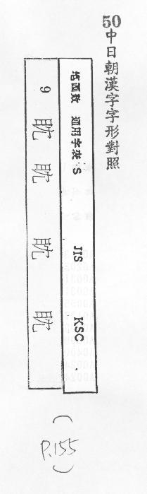 中日朝漢字字形對照 