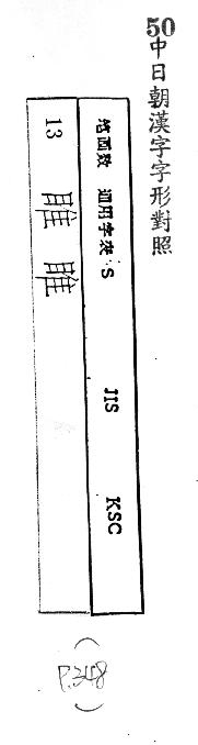 中日朝漢字字形對照 