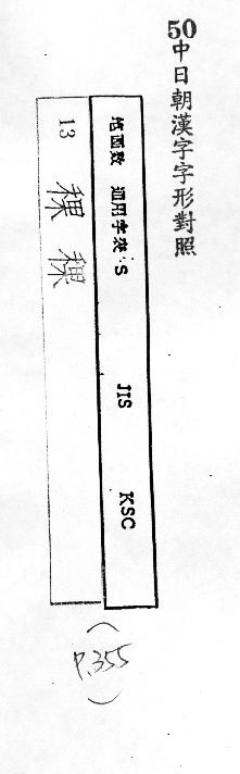 中日朝漢字字形對照 