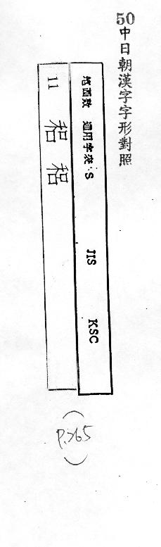 中日朝漢字字形對照 