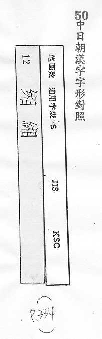 中日朝漢字字形對照 