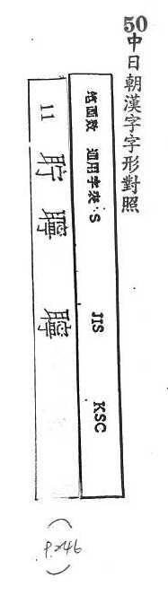 中日朝漢字字形對照 