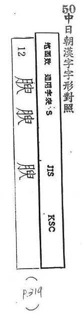 中日朝漢字字形對照 