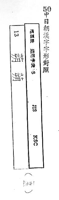 中日朝漢字字形對照 